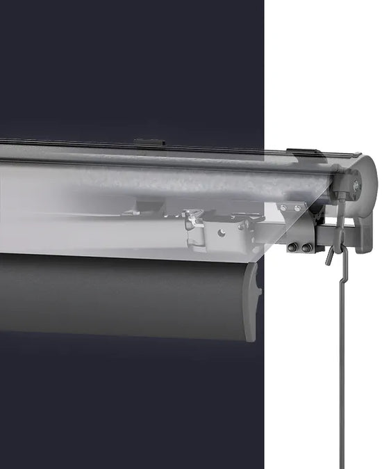 Palladio terrassmarkis med manuell styrning och vevstake